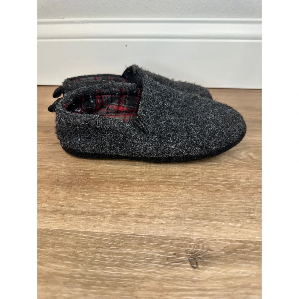 Slipper‎ Loafers Kids Size M 2/3 Charcoal Grey Plaid Lined Cabin Core